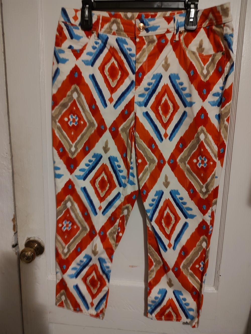 Labor Day Special Chico's Kids Geo-Print Capri Pants in Cream, Red & Blue